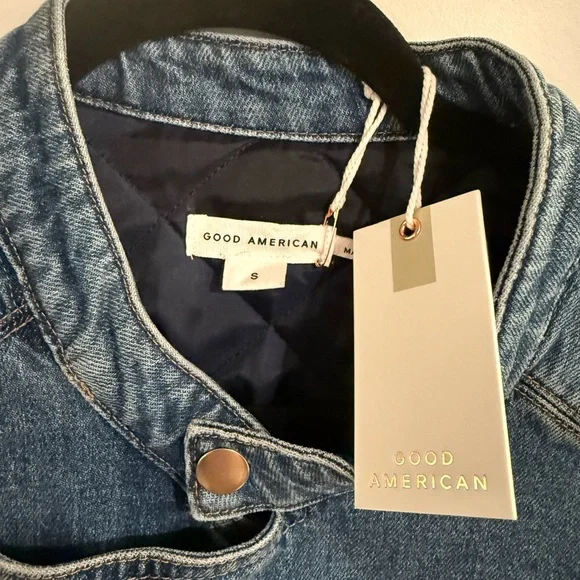 Good American Classic Blue Denim Moto Jacket - Picture 3 of 4